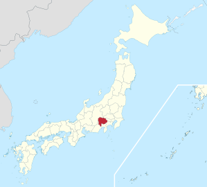 Lage der Präfektur Yamanashi in Japan