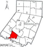 Map of Indiana County, Pennsylvania, highlighting Black Lick Township