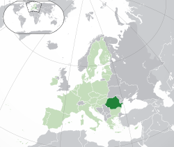 Lega Romunije (temnozeleno):   na evropski celini    v Evropski uniji