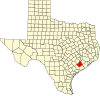 State map highlighting Wharton County