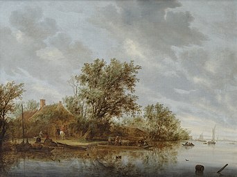 Paysage de bord de rivière avec un bac (1644), Budapest