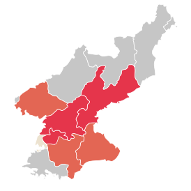 Карта распространения COVID-19 в КНДР