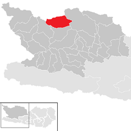 Poloha obce Mallnitz v okrese Spittal an der Drau (klikacia mapa)