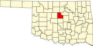 Map of Oklahoma highlighting Logan County