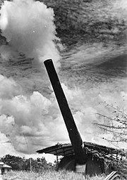 One of 5 enormous 15-inch coastal-defence guns in Singapore, with this one pictured some time before 1942.