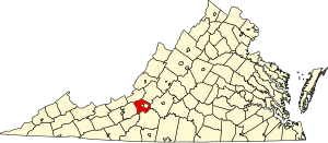 Map of Virginia highlighting Roanoke County