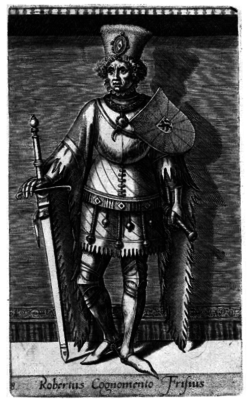 Роберт I Фриз. Миниатюра из «Хроники герцогов Брабантских» (лат. Ducum Brabantiae chronica), ок. 1600
