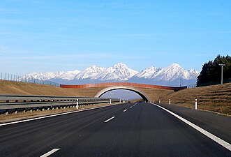View of the High Tatras from the D1 near Poprad