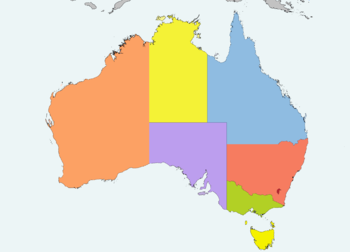 Карта на Австралија и околината.