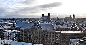 Panoraman kota Aachen terlihat Katedral Aachen