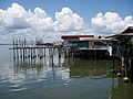 The seaward side of the water village in Sandakan, Sabah