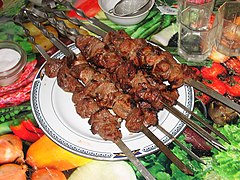 Shashlik, one of the Iranian tasty foods in Mashhad