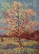 Çiçəklənən çəhrayı şaftalı ağacı (Mauvenin xatirəsi), sulu boya ilə çəkilib, 1888-ci ilin martı. Kröller-Müller muzeyi, Otterlo