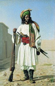 Afghan security personnel in folk costume, c. 1867