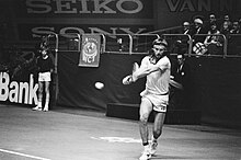 Björn Borg gamit ang usa ka Donnay Racket sa katapusan sa 1979 Abn Tennis Tournament sa Rotterdam