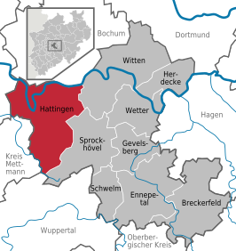 Kaart van Hattingen (Noordrijn-Westfalen)