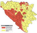 Maximální území kontrolované Chorvaty během války.