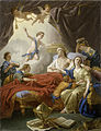 Allégorie sur la mort du Dauphin en 1765, le duc de Bourgogne est l'enfant nu en haut apportant à son père la couronne de l'immortalité, par Louis Jean François Lagrenée, vers 1765.