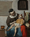 La malsana infanino (Das kranke Kind), ĉirkaŭ 1660, oleo sur tolo, 32,2 x 27,2 cm. Amsterdamo, Rijksmuseum.