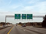Interstate 95 i nordlig riktning med avfart till Interstate 16 vid Savannah, Georgia.