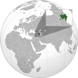 Location of އަޒަރުބައިޖާން (green) in Europe (dark grey)  –  [Legend]