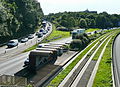 Die Spurbusstrecke am Autobahndreieck Essen-Ost