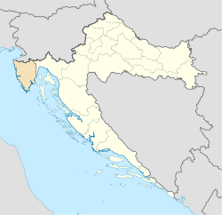 Istria County (淡橘色) within Croatia (淡黃色)