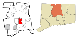 สถานที่ตั้งในเทศมณฑลฮาร์ตเฟิร์ดและรัฐคอนเนทิคัต Interactive map of Hartford, Connecticut