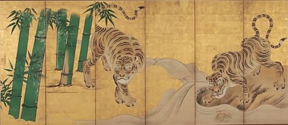 Stellschirm „Bambus und Tiger“, links[1]