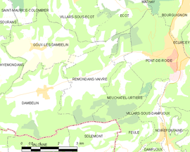 Mapa obce Rémondans-Vaivre