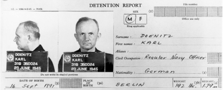 Анкета Карла Дёница во время Нюрнбергского процесса.