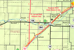 KDOT map of Pawnee County (legend)