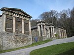 Stable court at Nanteos, including attached outbuilding to S