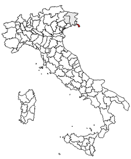 Karta över Italien med Provincia di Trieste markerat