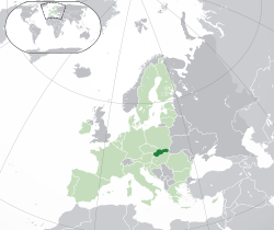 斯洛伐克的位置（深绿色） – 欧洲（绿色及深灰色） – 欧盟（绿色）  —  [圖例放大]