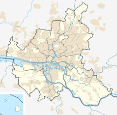 Mapa konturowa Hamburga, w centrum znajduje się punkt z opisem „Uniwersytet Hamburski”