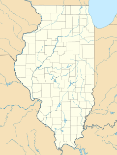 Mapa konturowa Illinois, u góry po prawej znajduje się punkt z opisem „Mondelēz International, Inc.”