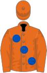 Orange, large royal blue spots