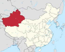Map shawin the location o Xinjiang Uyghur Autonomous Region