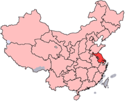Jiangsu er vist på kortet