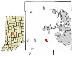 Location of Clayton in Hendricks County, Indiana.
