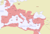 mapo pri la provincoj de la Roma Imperio en 116, sub la imperiestro Trajano.
