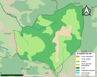 Carte en couleurs présentant l'occupation des sols.