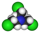 Spacefill model of 2-Chloro-N,N-bis(2-chloroethyl)ethanamine