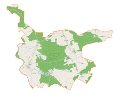 Mapa konturowa gminy Kuryłówka, po lewej nieco na dole znajduje się punkt z opisem „Kuryłówka”