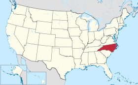 Localização da Carolina do Norte nos Estados Unidos