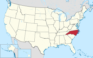 အမေရိကန်ပြည်ထောင်စု၏ မြေပုံ၊ မြောက်ကယ်ရိုလိုင်းနား အားအရောင်ခြယ်ပြထား