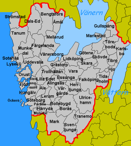 Map of Västra Götaland county
