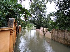 A street flooded in Kerala