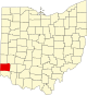 Localização do Map of Ohio highlighting Butler County